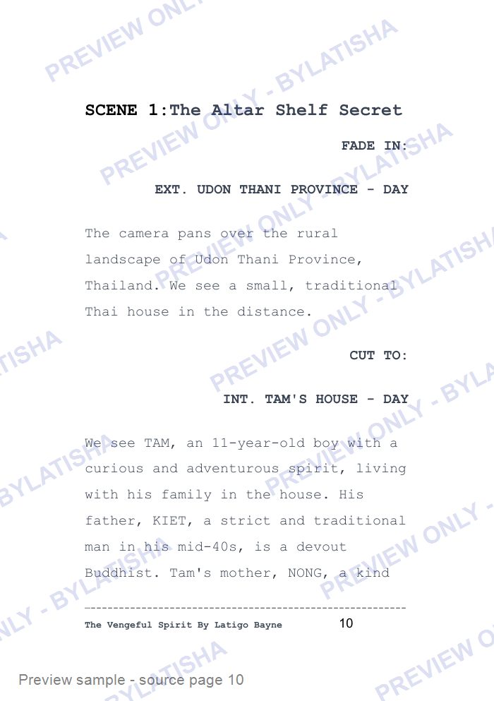 The Vengeful Spirit: Screenplay E-Book Edition — Latigo’s Flash Read preview sample