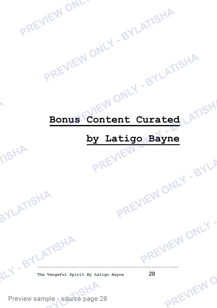 The Vengeful Spirit: Screenplay E-Book Edition — Latigo’s Flash Read preview sample