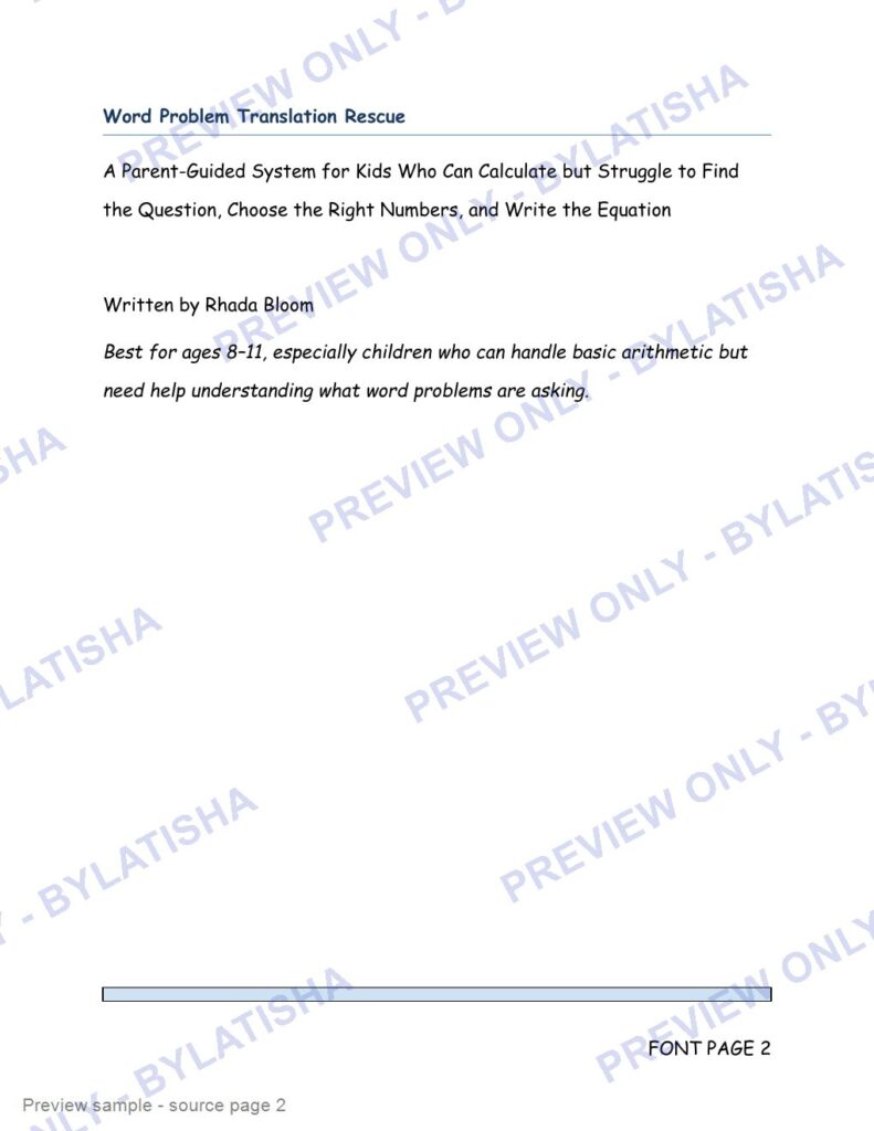 Word Problem Translation Rescue preview sample