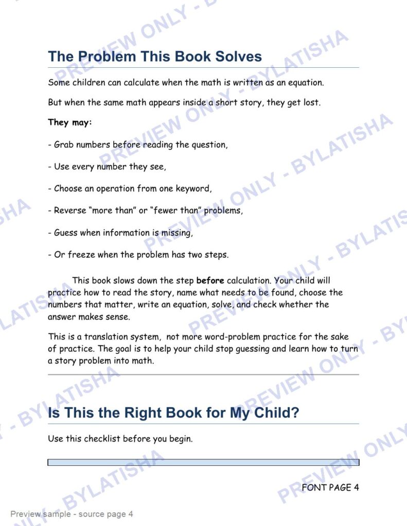 Word Problem Translation Rescue preview sample
