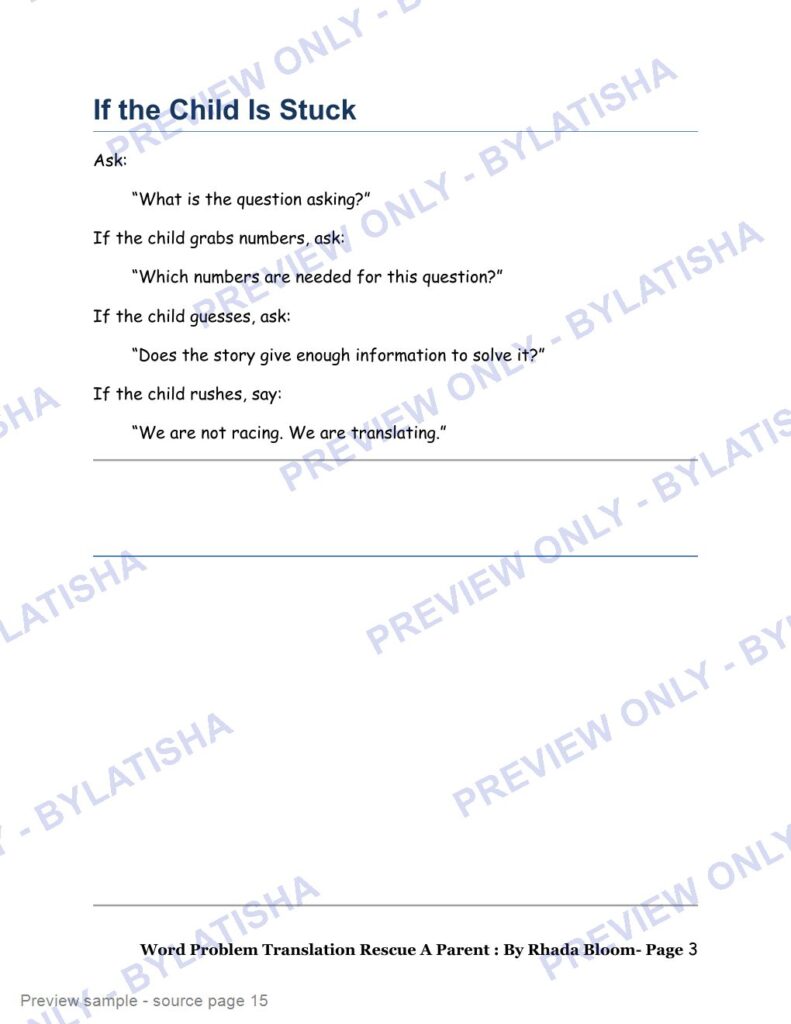 Word Problem Translation Rescue preview sample