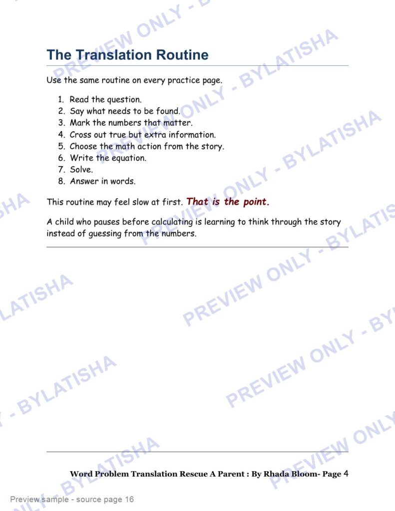 Word Problem Translation Rescue preview sample