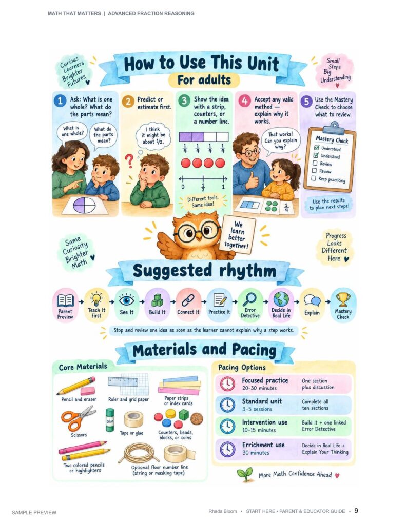 Math That Matters - Advanced Fraction Reasoning Unit 2: Equivalent Locations Beyond 1 sample preview page 2