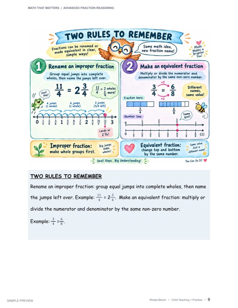 Math That Matters - Advanced Fraction Reasoning Unit 2: Equivalent Locations Beyond 1 sample preview page 4