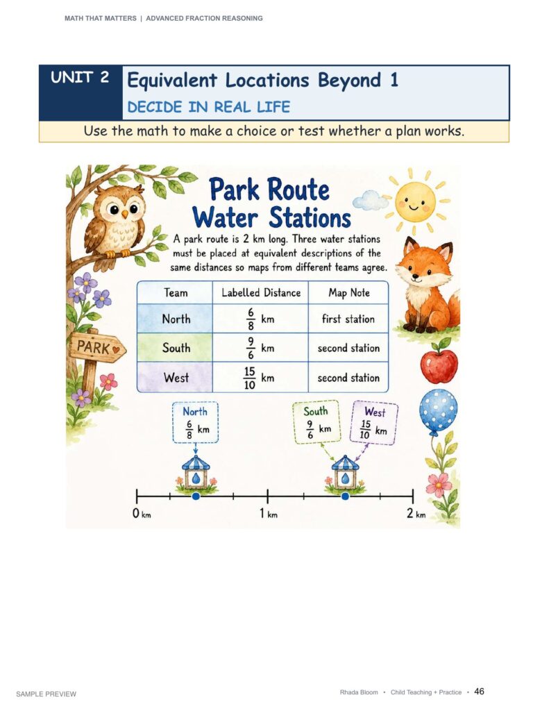 Math That Matters - Advanced Fraction Reasoning Unit 2: Equivalent Locations Beyond 1 sample preview page 8