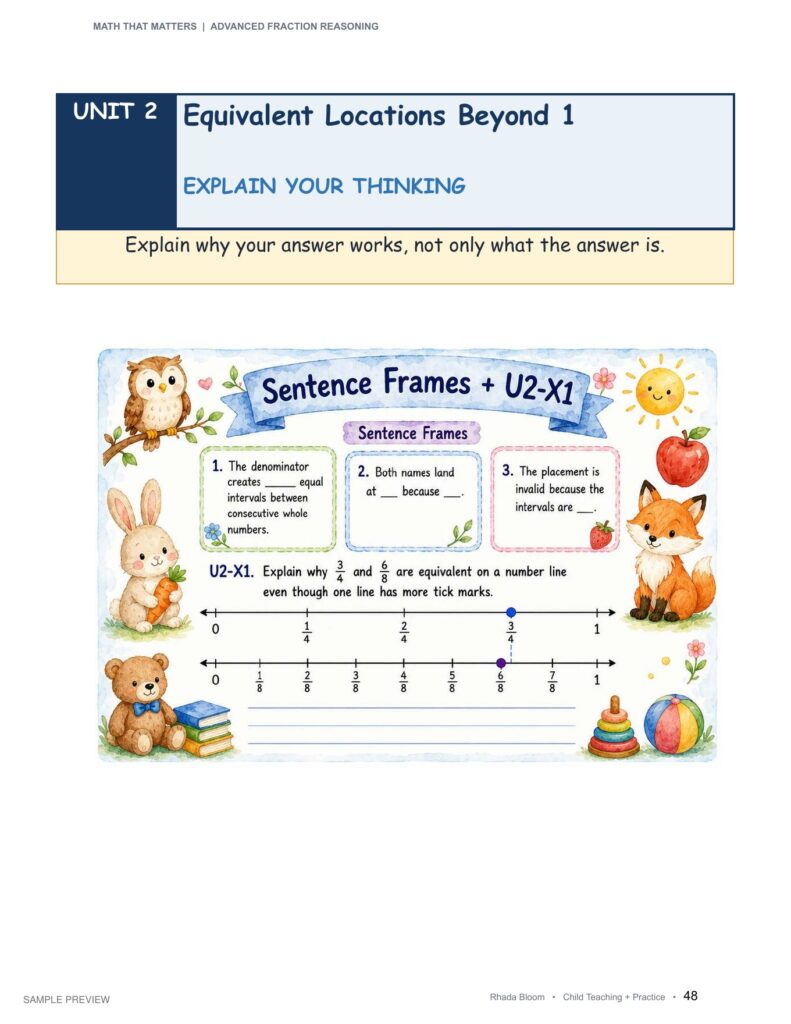Math That Matters - Advanced Fraction Reasoning Unit 2: Equivalent Locations Beyond 1 sample preview page 9