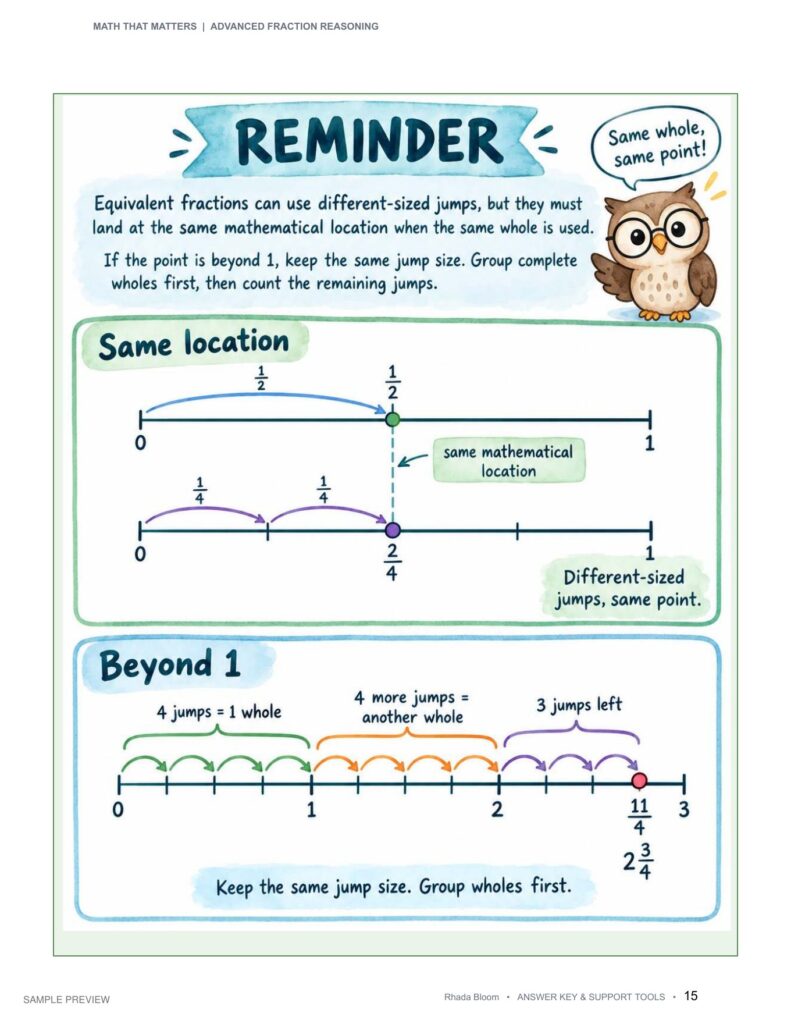 Math That Matters - Advanced Fraction Reasoning Unit 2: Equivalent Locations Beyond 1 sample preview page 10