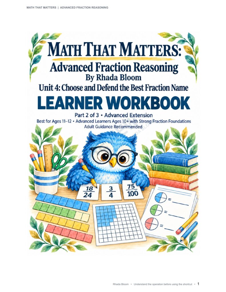 MATH THAT MATTERS: Advanced Fraction Reasoning Unit 4: Choose and Defend the Best Fraction Name (Best for Ages 11–12 • Advanced Learners Ages 10+) sample preview page 8