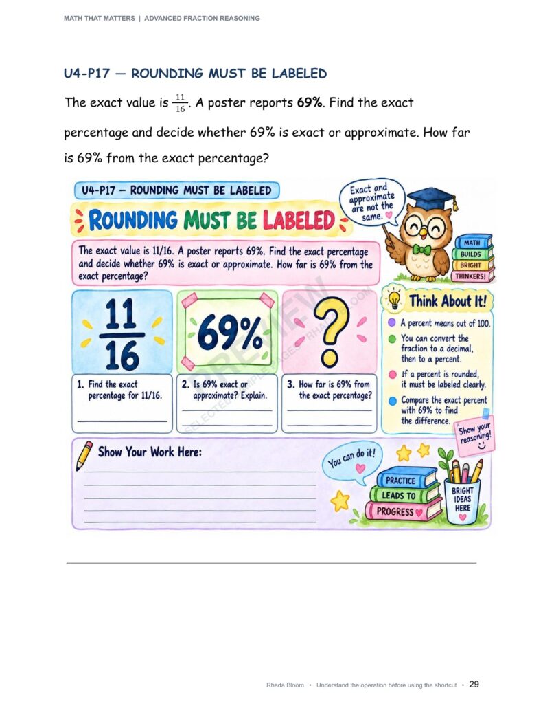 MATH THAT MATTERS: Advanced Fraction Reasoning Unit 4: Choose and Defend the Best Fraction Name (Best for Ages 11–12 • Advanced Learners Ages 10+) sample preview page 14