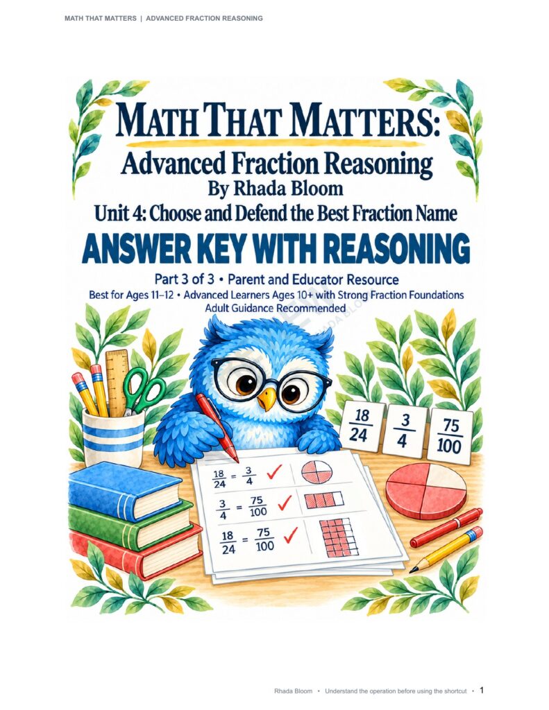 MATH THAT MATTERS: Advanced Fraction Reasoning Unit 4: Choose and Defend the Best Fraction Name (Best for Ages 11–12 • Advanced Learners Ages 10+) sample preview page 18