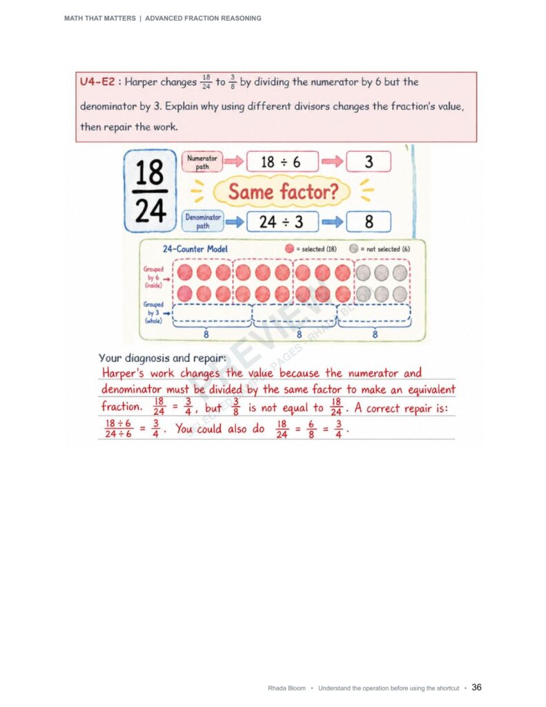 MATH THAT MATTERS: Advanced Fraction Reasoning Unit 4: Choose and Defend the Best Fraction Name (Best for Ages 11–12 • Advanced Learners Ages 10+) sample preview page 22
