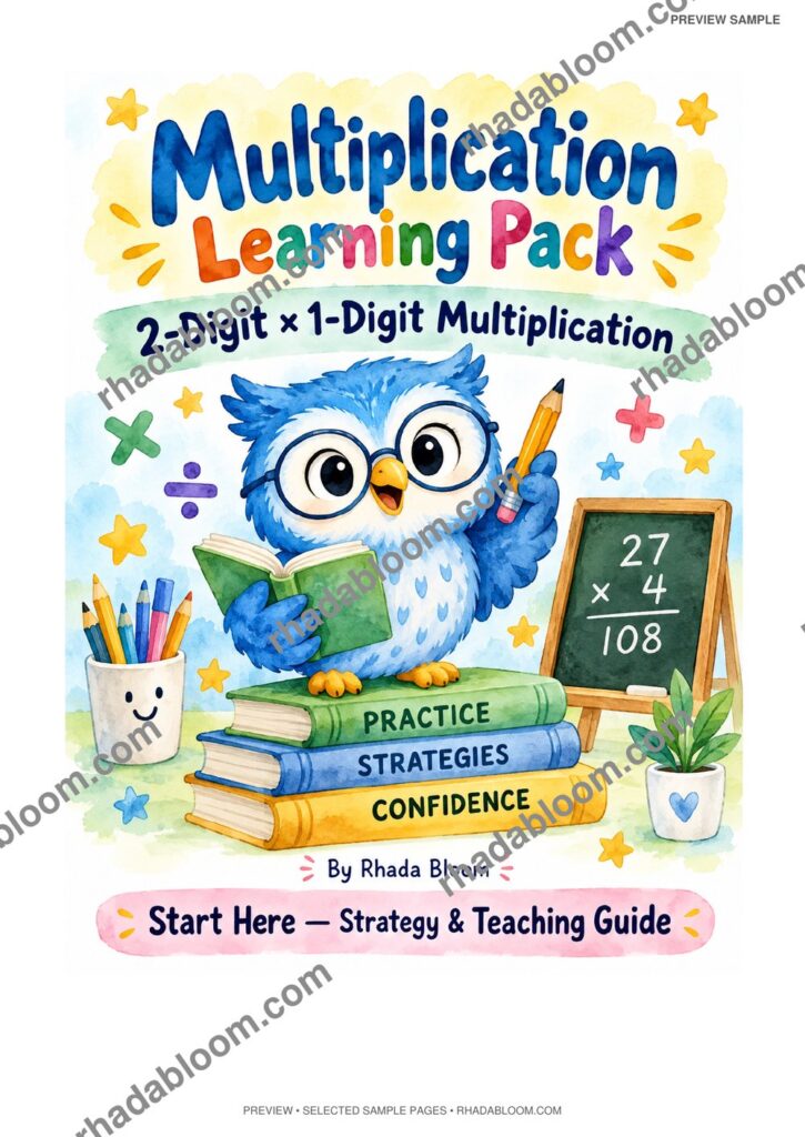 Multiplication Learning Pack :2-Digit × 1-Digit Multiplication By Rhada Bloom sample preview page 1 - Strategy & Teaching Guide