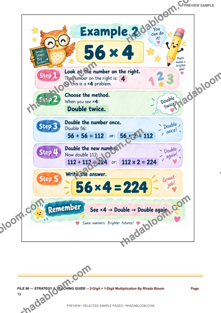 Multiplication Learning Pack :2-Digit × 1-Digit Multiplication By Rhada Bloom sample preview page 7 - Strategy & Teaching Guide
