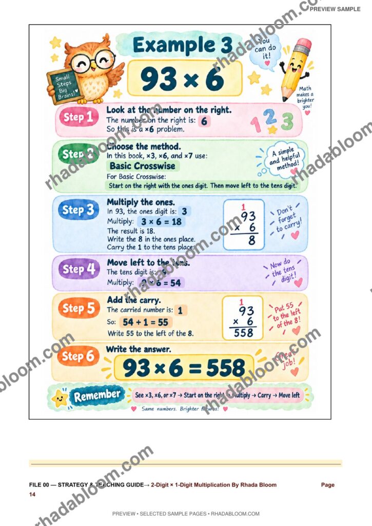 Multiplication Learning Pack :2-Digit × 1-Digit Multiplication By Rhada Bloom sample preview page 8 - Strategy & Teaching Guide