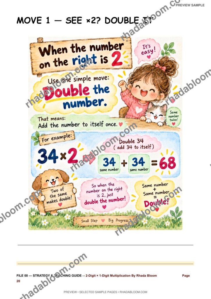 Multiplication Learning Pack :2-Digit × 1-Digit Multiplication By Rhada Bloom sample preview page 10 - Strategy & Teaching Guide