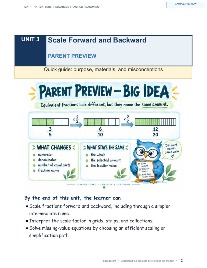 Math That Matters — Advanced Fraction Reasoning Unit 3: Scale Forward and Backward sample preview page 3