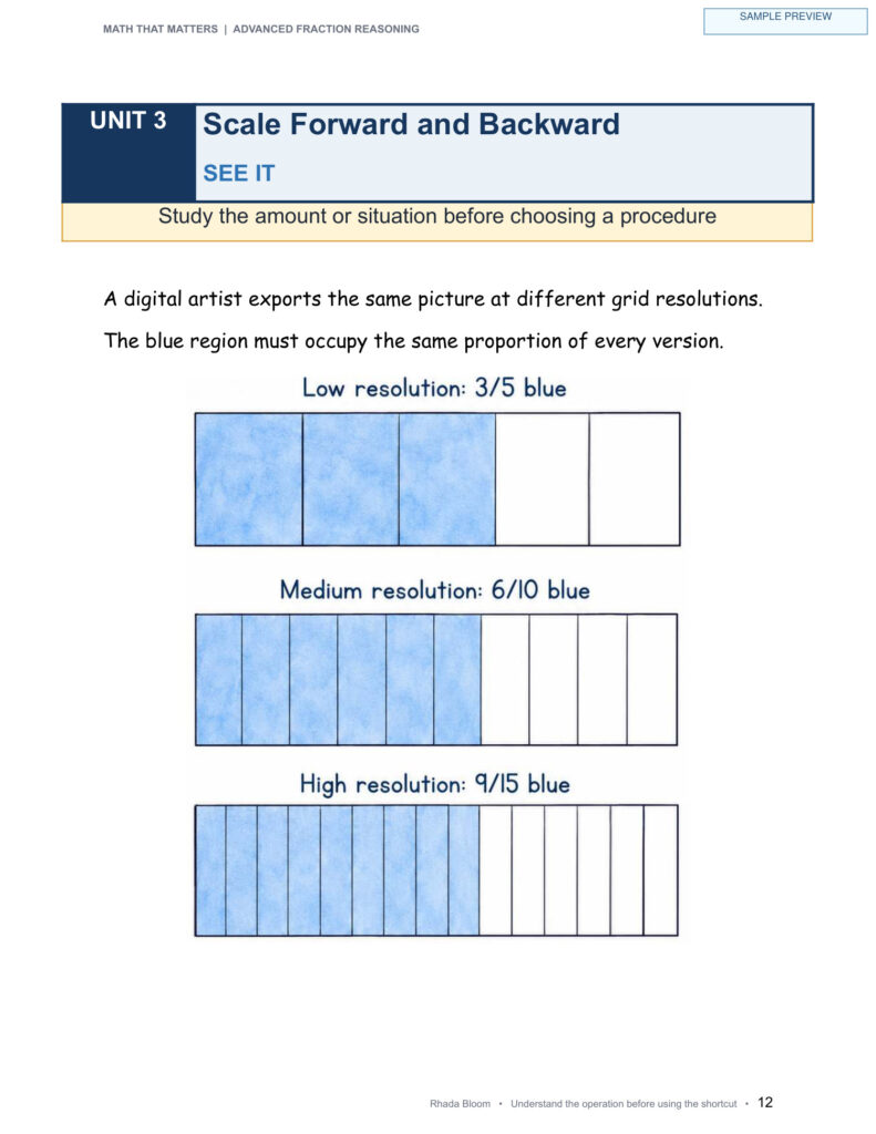 Math That Matters — Advanced Fraction Reasoning Unit 3: Scale Forward and Backward sample preview page 7