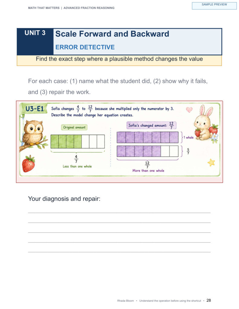 Math That Matters — Advanced Fraction Reasoning Unit 3: Scale Forward and Backward sample preview page 10