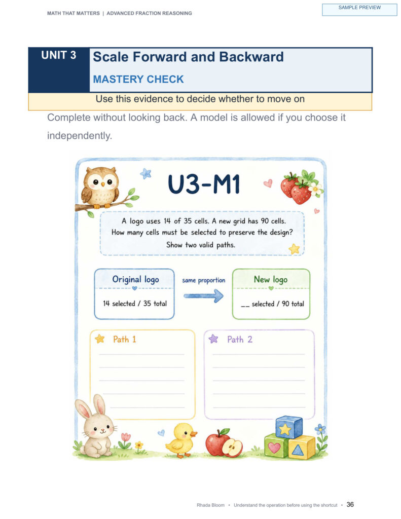 Math That Matters — Advanced Fraction Reasoning Unit 3: Scale Forward and Backward sample preview page 12